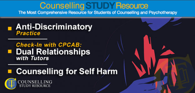 CT Podcast Ep140 featured image – Topics Discussed: Anti-discriminatory practice in counselling; Dual relationships with tutors; Counselling for self harm